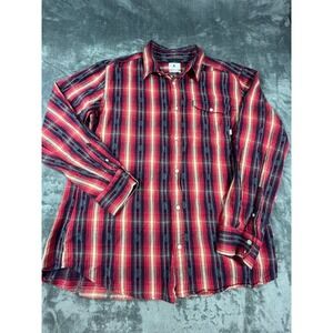 Burton Button Up Shirt Mens XXL Red Southwestern Stripe Casual Flannel Western